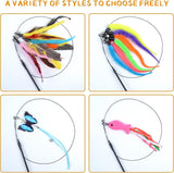 Cat Feather Toys, Cat Toys Wand, Interactive Cat Toy with Super Suction Cup, 2 PCS Cat Wand Toy and 8 PCS Feather Replacements with Bell, Interactive Cat Toy Kitten Toys for Indoor Play Chase Exercise