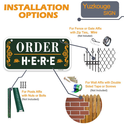 Yuzkouge Order here & Pick Up Here Sign - 2 Pack, 12” x 6”