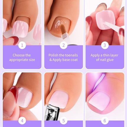 EBANKU 72 Pcs Square French Tips Toe Nail Tips Nude Pink False Fake Nail Tips for DIY Salon Home