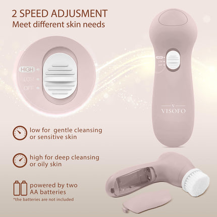 VISOFO Electric Exfoliating Facial Cleansing Brush Skin Care Cleanser, Agate