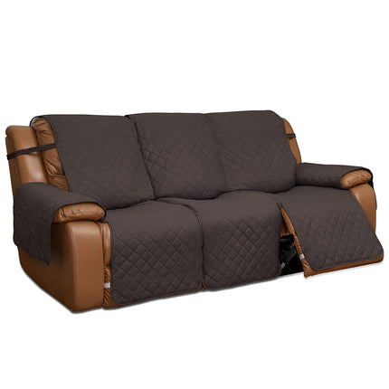 Easy-Going Recliner Sofa Cover, Reversible Couch Cover for 3 Seat Recliner, Split Sofa Cover for Each Seat, Furniture Protector with Elastic Straps for Pets, Kids, Dogs (3 Seater, Chocolate/Beige)