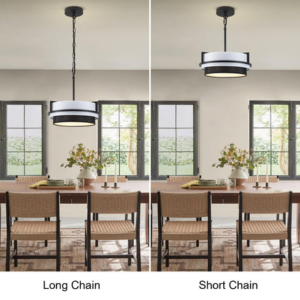 DWLGIGH Black Drum Chandelier 3-Light, 12.6" Farmhouse Chandeliers for Dining Room