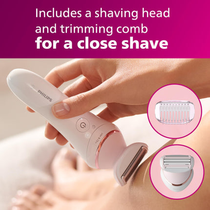 New Open Philips Epilator Series 8000 Wet & Dry Electric Hair Removal Epilator, Cordless Use, BRE720/14