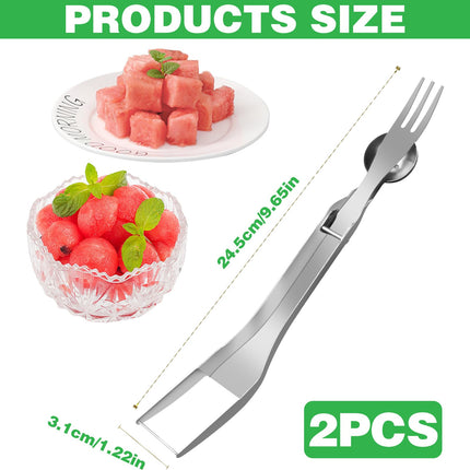 2Pcs Watermelon Cutter, Stainless Steel Watermelon Slicer 3-in-1 Fruit Slicer Portable for Home Party Watermelon Cutter Slicer Tool, Thicken Stainless Steel Fruit Cutter Watermelon Slicer Cutter Tool