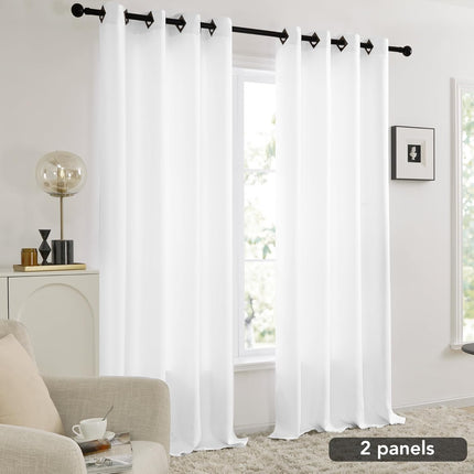 Deconovo Pure White 50% Room Darkening Curtains, Patio Door Blackout Curtains for Dining Room/Living Room/Bedroom, 52W x 84L Inch, 2 Panels