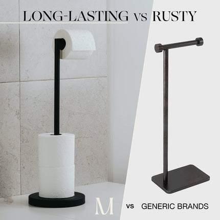 Marmolux Acc 1PC Free StandingToilet Paper Holder Stand with Reserve, Matte Black Salle De Bain