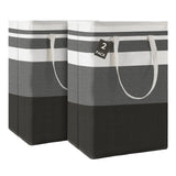 Maxsilan 120L 2-Pack Freestanding Laundry Basket with Extended Handle, Collapsible Large Cotton Clothes Hamper Storage Basket, Gradient Grey