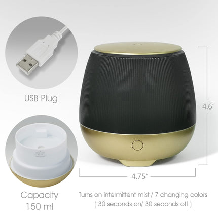Earnest Living Essential Oil Diffusers 150ml for Essential Oils for diffusers for Home, Plastic Aromatherapy Diffuser with USB Cable, Diffuser waterless auto Off and 7 Color Changing Scent Diffuser