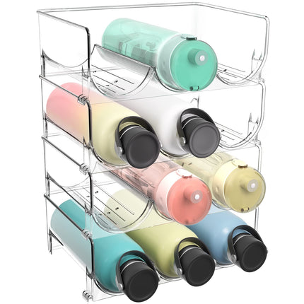 Puricon 2-Pack Clear Stackable Water Bottle/Tumbler Shaker Cup Holder Blender Flask Rack Oganizer for Kitchen Cabinets