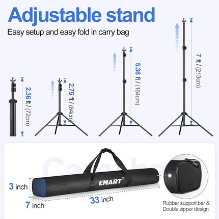 EMART Backdrop Stand Kit, 10x7ft (WxH) Adjustable Photo Backdrop Stands Kit for Parties with Carrying Bag, Photography Background Support Frame for Video Studio Photoshoot Banner Holder