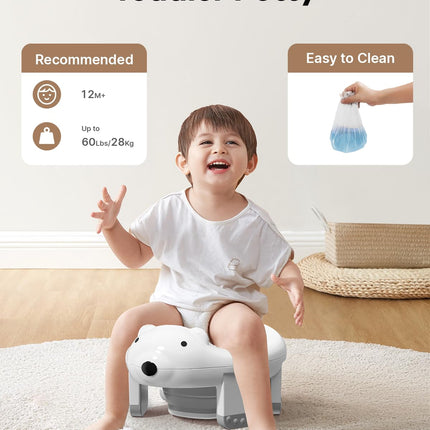 BUNWAG Potty Training Toilet with Toddler Step Stool, Attached Trash Bags and Spout Extender, Portable for Boys Girls Use in Indoor and Outdoor (Kids Potty Seat + Step Stool Set)