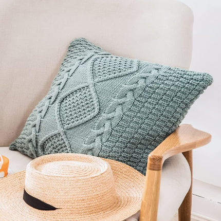 ANDUUNI 1PC Decorative Knitted Throw Pillow Cover Double-Cable Sweater Square Warm Cushion Cover for Sofa Bedroom Home Accent Decor