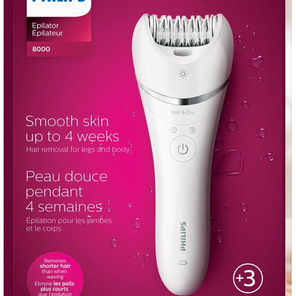 NEW OPEN Philips Beauty Epilator Series 8000 for Women, with 3 Accessories, BRE700/04