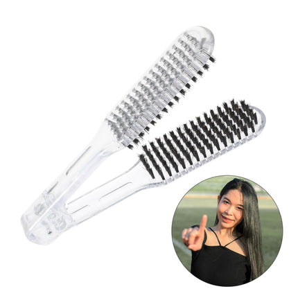 Hair Straightener Comb V Shaped Abs Clamp Brush for Women, CLEAR