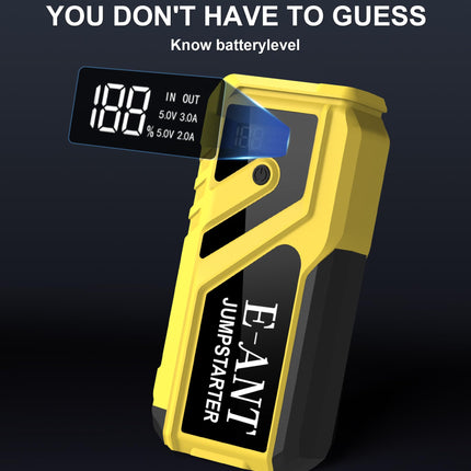 Car Battery Jump Starter 3000A Peak, 12V Jump Starter Battery Pack for Up to 8L Gas/5L Diesel, Battery Booster Jump Box, Power Bank USB QC3.0 Outputs Portable Charger, Jumper Cables LED Light Yellow