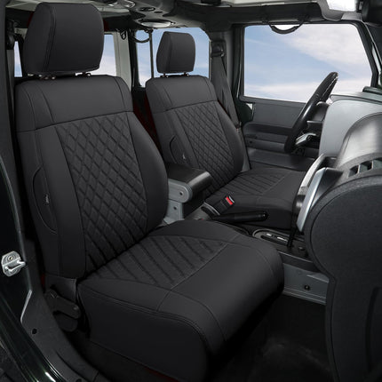 GIANT PANDA Customized Car Seat Covers for Jeep Wrangler 4 Door JK Unlimited Sahara Sport Rubicon X 2008 2009 2010, Faux Leather, Black