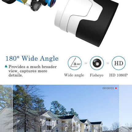 CHORTAU Outdoor Wireless Security Camera, Waterproof WiFi IP Camera With FHD 1080P, 180° Wide Angle Wireless Wifi Camera Home Surveillance Bullet Camera With Motion Detection