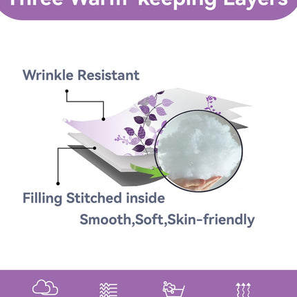 Reylox 9 Pcs KING Size Purple Bedspread Set with Curtains, Bohe Purple Floral Bed in A Bag, 2 Pillowcases and 6 Curtains, Moisture-Wicking Microfiber for Bedroom, Master Suite Decor