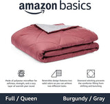 Amazon Basics Reversible Microfiber Comforter Blanket - Full or Queen, Burgundy