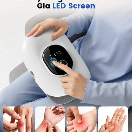 PUBOO Heated Hand Relaxer with Airbag Support, Full Hand & Wrist Coverage, Finger Comfort Chambers, LED Display, 4 Modes, 5 Intensities, 3 heating for Daily Relaxation, Mothers Day Gifts for Women Girls