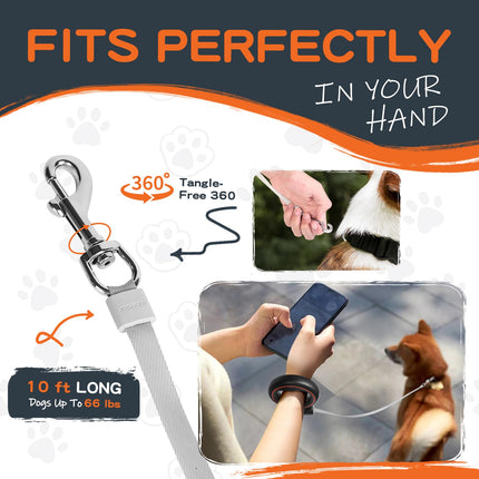 moestar UFO Retractable Hands Free Wearable Leash 2 Lite with Poop Bag Holder One-Handed Brake Pause Lock 360° Tangle Free 10ft for Up to 66lbs Medium Small Dogs