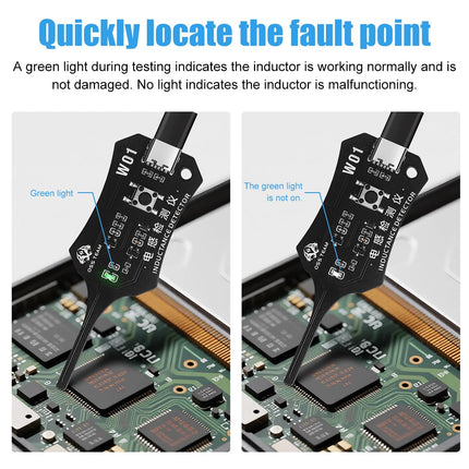 1-piece Precise Electromagnetic Inductance Tester W01, Inductor Detector for Phone Motherboards Repair Maintenance,Portable Inductance Meter with LED Indicator