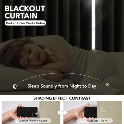 Deconovo Blackout Curtains,1 Panel, Beige, 52 W x 95 L Inch Long Curtain, Nursery