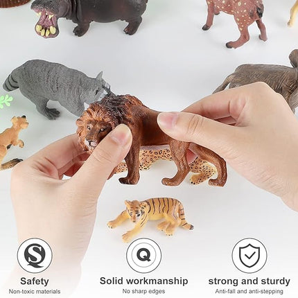 Aomola Toy Animals for Kids, Animal Figures 18PCS, Realistic Jungle Animals Figurines, Educational Toys Gifts T32