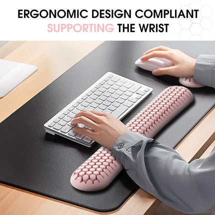 Lzetguya Honeycomb Soft Silicone Ergonomic Wrist Mouse Support Pad relieves Wrist Pain, Suitable for Offices, Homes, Games, Pink