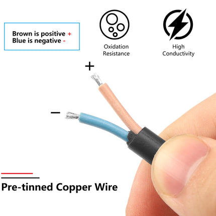SINLOON 2 Wire Y Splitter Cable for Indoor/Outdoor LED Strip Lights - 17AWG Pre-tinned Extension Connector, 50cm/19.6inch (1 to 2 Pigtail)