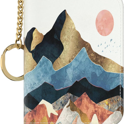 Tiexcnia RFID Credit Card Holder, Small Card Holder Wallet with Keychain Zipper, Leather Card Case Wallet for Women