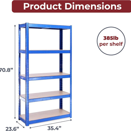 Garage Shelving Units 71" H x 35" L x 24" W - Heavy Duty Racking Shelves