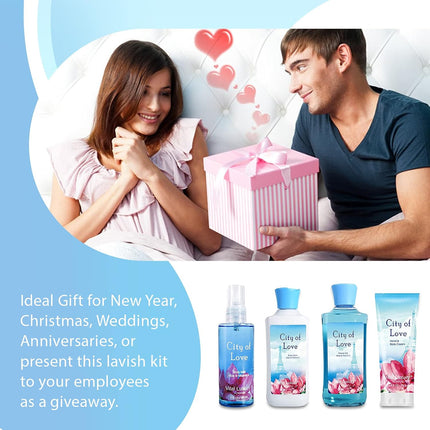 Vital Luxury Bath & Body Kit, 3 Fl Oz, Ideal Skincare Gift Home Spa Set, Includes Body Lotion, Shower Gel, Body Cream, and Fragrance Mist (Cityoflove)