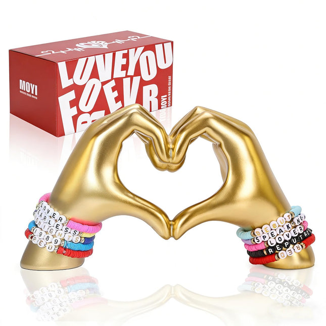MOYI Gold Heart Hands Statue Aesthetic Boho Shelf Decor (No Bracelets)