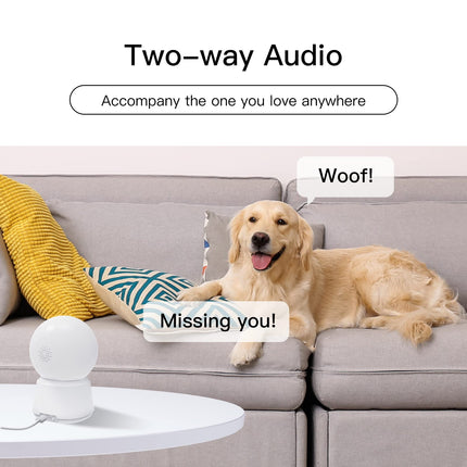 360° View 2K Pet Camera with Phone App, Indoor Security Camera, P2T Baby Monitor, Pan/Tilt, Motion & Sound Detection, Night Vision,Two-Way Audio, Works with Alexa
