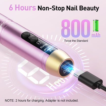 Beloving Nail Drill, Rechargeable Cordless Nail Drill Machine Portable Electric Nail Drill, 20000RPM Professional Electric Nail File for Acrylic Gel Nails - Purple