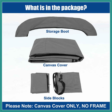 ATOCOVER 600D Canvas Only NO Frame 4 Bow Bimini Top Replacement Top Cover, GREY