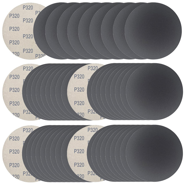 Rvetol 50 Pcs Wet Dry 6 INCH Sanding Discs Hook and Loop, 320 Grit Sandpaper Automotive Wood Metal Polishing & Sanding, Silicon Carbide Sand Paper for Random Orbital Sander (Grit 320)