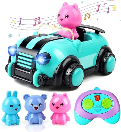 Girls Toys for 3 Year Old,Remote Control Car Toys for Kids, 3 Dolls,RC Car Toy with Music and Lights T70