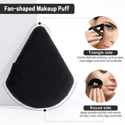 MAGEFY 6 Pieces Makeup Triangle Soft Powder Puffs for Face Cosmetic Foundation Beauty Tool, Black