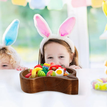 CATIEBYE Wooden Cow Head Serving Dish, Functional Fruit and Nut Tray for Household and Celebration Use