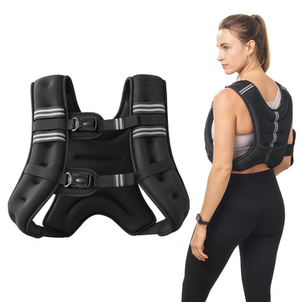 ZELUS Weighted Vest, 12lb/16lb Weight Vest with Reflective Stripe for Workout, Strength Training, Running, Fitness, Muscle Building, Weight Loss, Weightlifting, Black(16 lb)