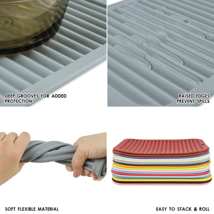 Smithcraft Silicone Trivets for Hot Dishes, Pots and Pans, Hot Pads for Kitchen, Heat Resistant Mat Quartz Countertops, Silicone Mats for Kitchen Counter, Table Pot Holders Trivet mat Set 2 Dark Grey