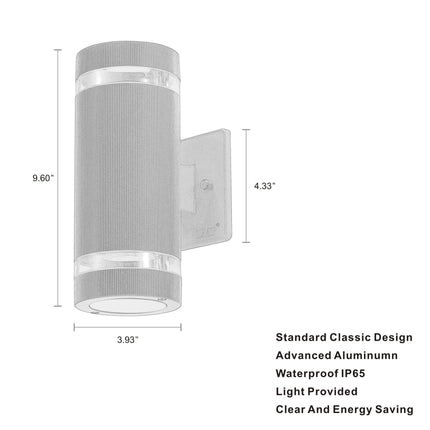 LMP Outdoor 4 PACK LED Porches Up and Down Wall Lights Lamp, Body in Aluminum Waterproof,3000K 5W with Certificate ETL, Deep Gray