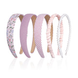 Yymobt 5 Pcs Different Designs Headbands for Women Flower Headband Set Fashion Cute White Hairband Different Pattern Vintage Wide Hair Accessories