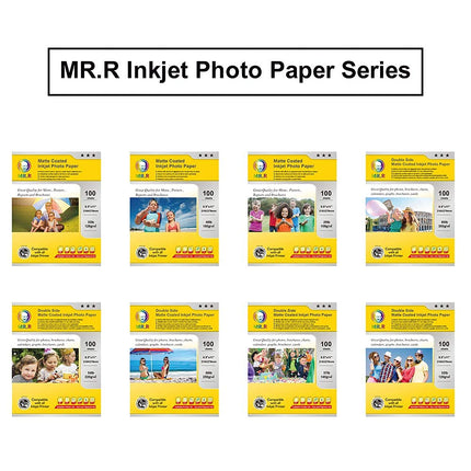 MR.R High Glossy Inkjet Photo Paper,Letter Size 8.5"x11", Letter x 100 Sheets per Pack, 200gsm for All Inkjet Printers Dye Ink 216x279mm