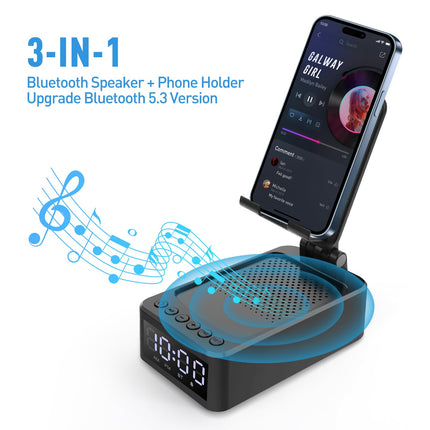 INOMO Men Cell Phone Stand with Wireless Bluetooth Speaker, BLACK