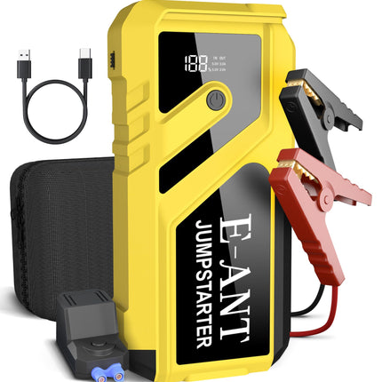 Car Battery Jump Starter 3000A Peak, 12V Jump Starter Battery Pack for Up to 8L Gas/5L Diesel, Battery Booster Jump Box, Power Bank USB QC3.0 Outputs Portable Charger, Jumper Cables LED Light Yellow
