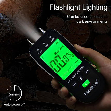 RDINSCOS Portable Wood Moisture Meter Pin, Firewood Detector Humidity Water Leak Lumber Detector, Green