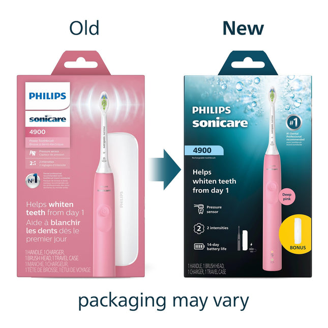 Philips Sonicare 4900 Series Electric Toothbrush - Sonic Toothbrush With Advanced Sonic Technology, Pressure Sensor, Two Intensity Settings, SmarTimer & QuadPacer, Deep Pink, Model HX3683/36